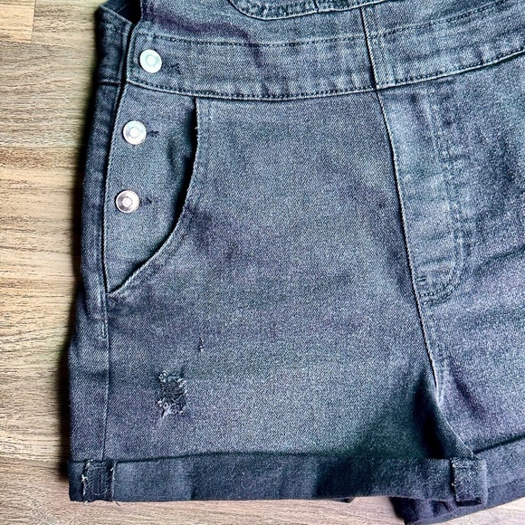 No Boundaries Junior Core Jean Romper Black Denim Overalls Shorts Size M (7–9) - Picture 8 of 15